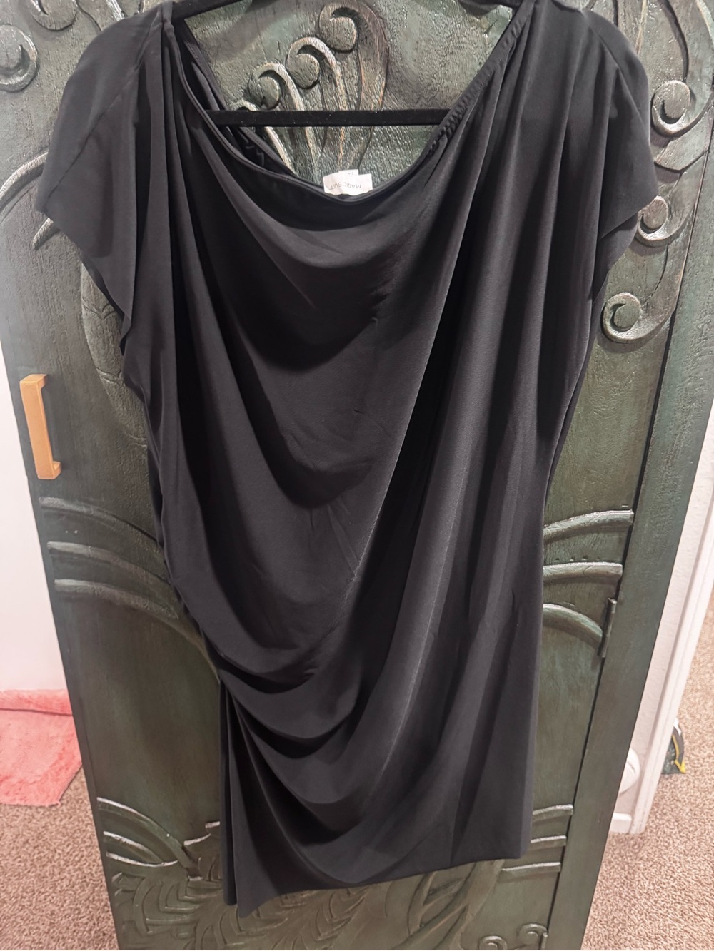 Magicsuit Black Asymmetrical Cowl Draped Dress